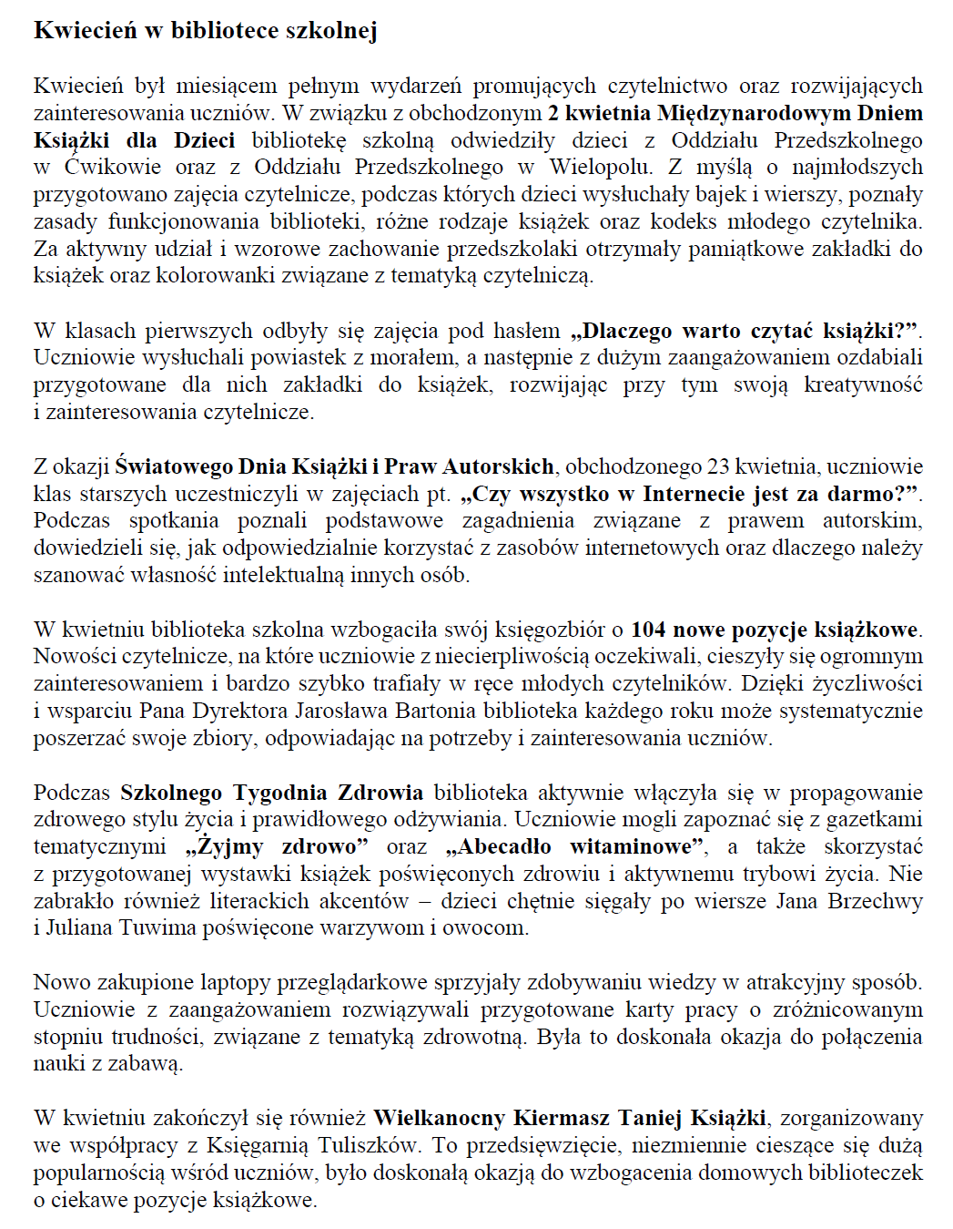 W świecie książek i wartości – wiosenne wydarzenia biblioteczne